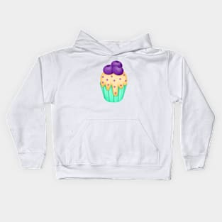 Cute blueberries cupcake 🫐. Kids Hoodie